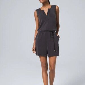 White House Black Market Sandwashed SL Jersey Romper Washed Black Shorts Medium